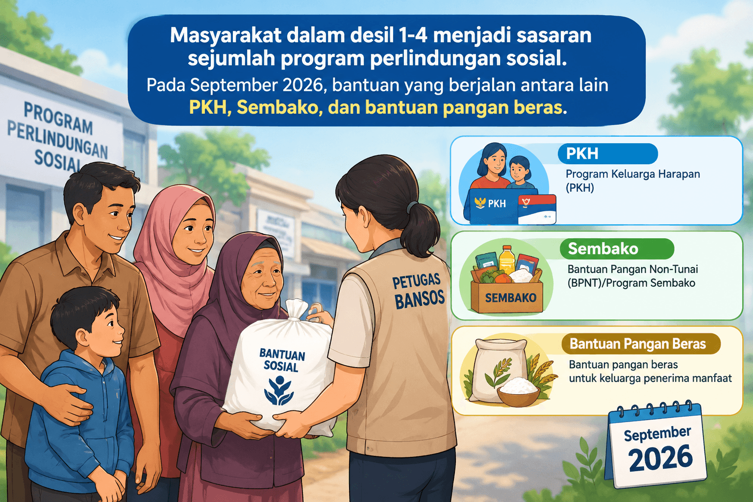 Desil 1-4 September 2026 Dapat Bansos Apa? Ini Daftar dan Nominalnya